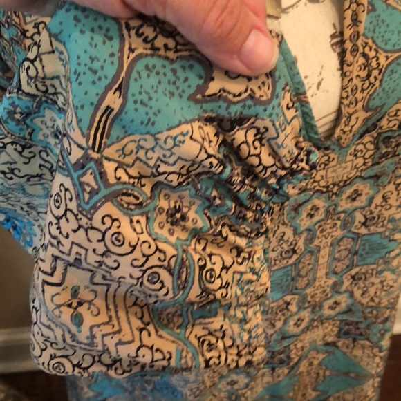 Beautiful Leather Trimmed Silk Tunic - Picture 3 of 6